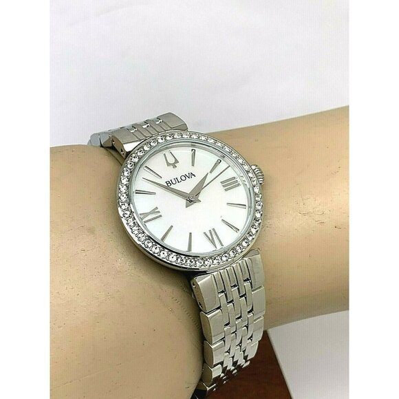 Bulova Women's Watch 96X149 Crystals Mother of Pearl White Dial Silver S… - Picture 5 of 13